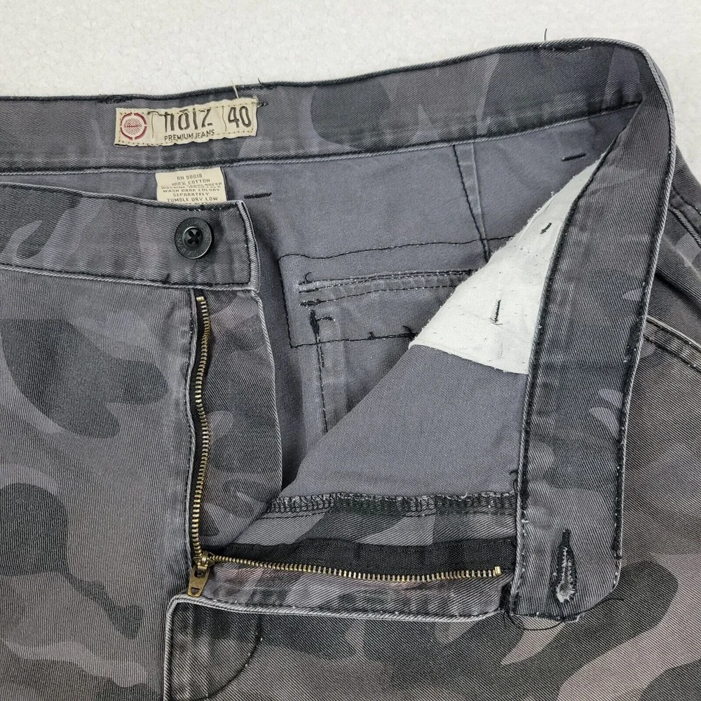 Noiz Camo Cargo Shorts Mens 40 Gray Cotton Utility Pockets Casual Summer Bottoms